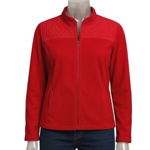 Talbots XS Red Full Zip Jacket Textured Yoke Classic Fit